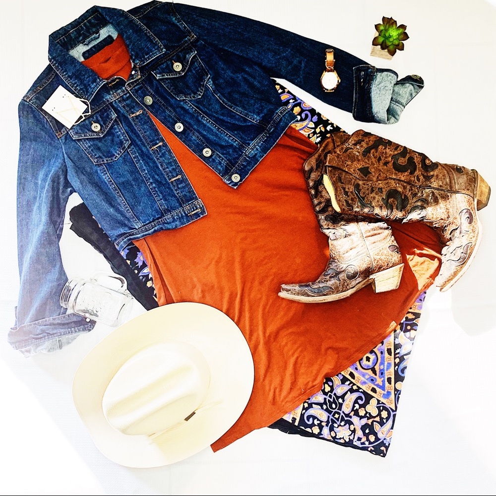 Topshop Rust Sleeveless Mock Neck Swing Dr…